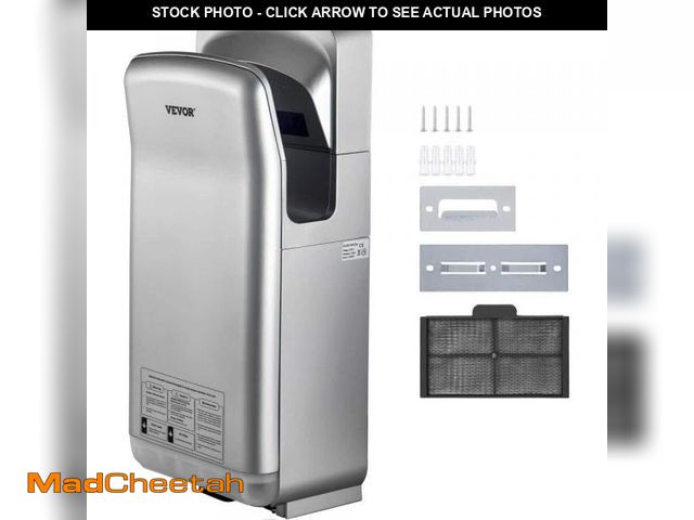 Lot 74-12464025 - VEVOR Jet Hand Dryer ABS Air Dryer Hand with HEPA Filtration Wall Mount Hand Dryer 1600-Watt 110-Vol...