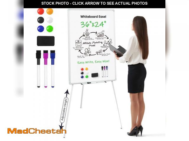 Lot 74-12480511 - Easel Whiteboard-VUSIGN Magnetic Portable White Board 36 x 24, Tripod Height Adjustable, Easel Stand...