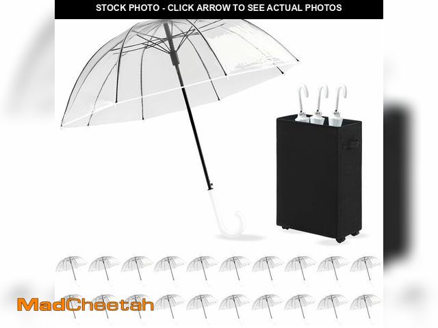 Lot 74-12664426 - KFURNIKN 20 Packs Clear Bubble Umbrellas Wedding, 46" Clear Stick Umbrella Bulk,Transparent Umbrella...