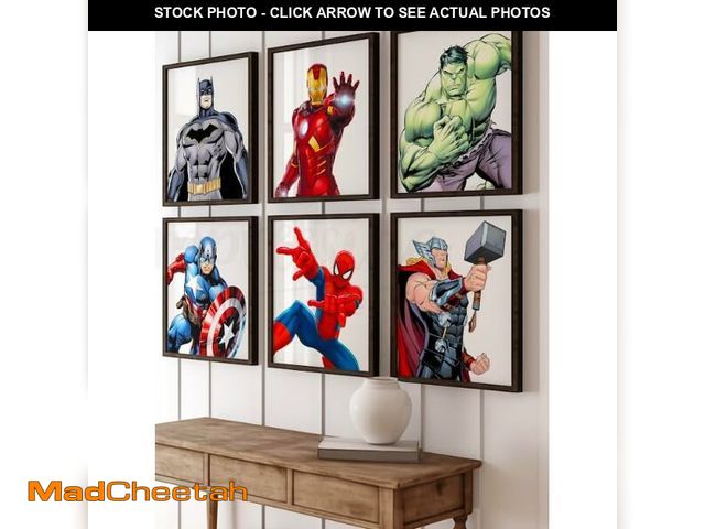 Lot 74-14295814 - Collection of Superheroes Art Print Set of 6, Batman, Iron Man, Hulk, Captain America, Spiderman, an...