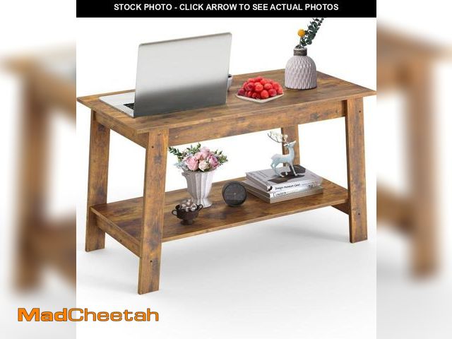 Lot 74-12399623 - Coffee Table, Coffee Table for Living Room, Modern Farmhouse Coffee Tables with Storage Shelf, 2-Tie...