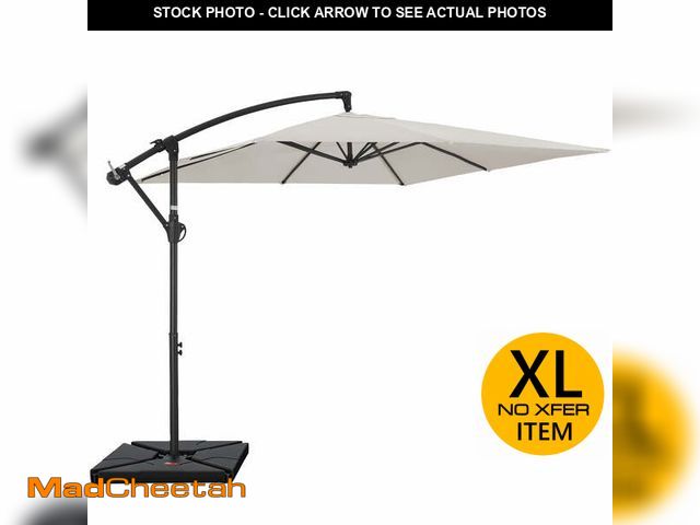 Lot 74-14070261 - FUNDAZE 8x8ft Hanging Cantilever Patio Umbrella with Base, Square Outdoor Sun Shade with Crank &amp;...
