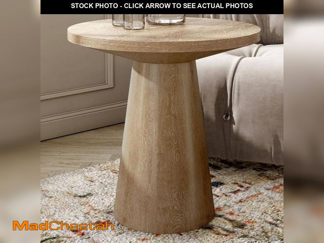 Lot 74-12491924 - (TOP ONLY, NO BASE) Furniture of America Leander 20 in. Oak Round Wood End Table Top - UNUSED