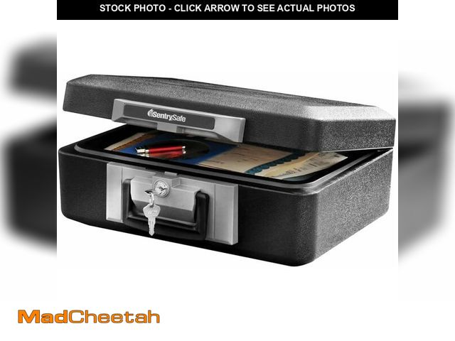 Lot 74-14582107 - SentrySafe Fireproof Safe Box with Key Lock, Chest Safe with Carrying Handle to Secure Money, Jewelr...