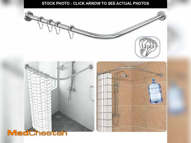 Lot 74-12768014 - Lnrkai Corner Shower Curtain Rod, L Shaped Shower Curtain Rod for Bathroom Bathtub Stall, Adjustable...