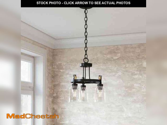 Lot 74-12804282 - Home Decorators Collection Knollwood 17-1/2 in. 3-Light Black Bronze with Brass Accents Industrial R...