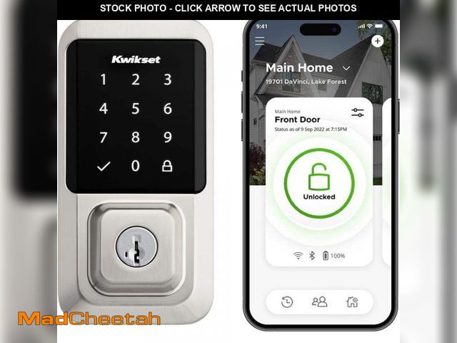 Lot 74-11826232 - Kwikset HALO Satin Nickel Single-Cylinder Keypad Electronic Smart Lock Deadbolt Featuring SmartKey, ...