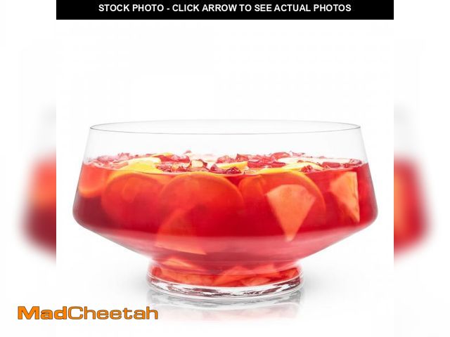 Lot 74-12486612 - Viski Large Crystal Slanted Serving Punch Bowl, 2.5 Gallons - UNUSED