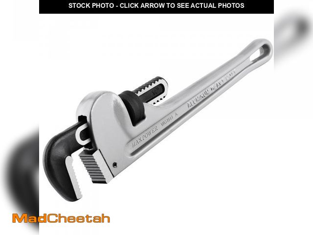 Lot 74-12309926 - MAXPOWER 14-Inch Pipe Wrench, 40% Lighter Aluminum Plumbing Wrench, Heavy Duty Straight Pipe Wrenche...