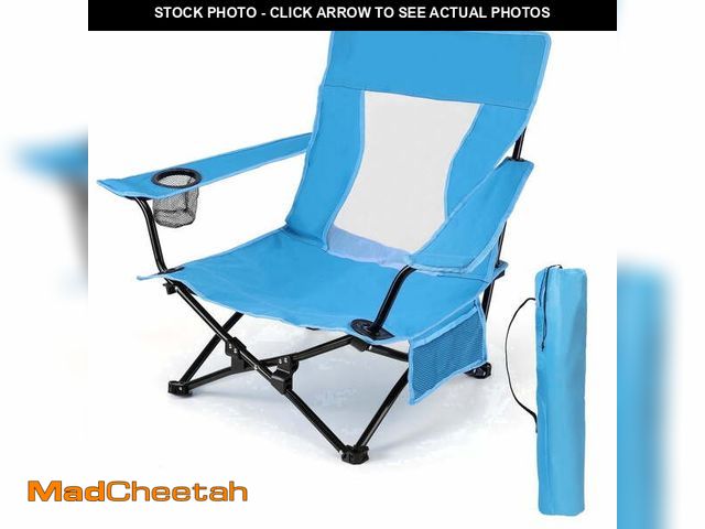 Lot 74-14585163 - Walchoice Folding Beach Chair for Adults, Low Seat Camping Chair with High Back, Wide Seat Chair wit...