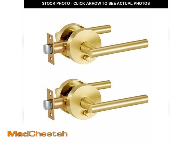 Lot 74-14149720 - Lethato 2 Packs Gold Door Handle, Brushed Gold Interior Lever Handle for Bedroom and Bathroom, Heavy...