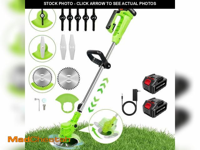 Lot 74-12767951 - KingFurt Electric Cordless Grass String Trimmer Lawn Edger Weed Eater Cutter + 2 Battery - USED