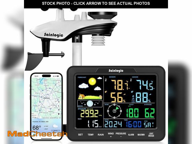 Lot 74-13574203 - Sainlogic Smart WiFi Weather Stations Wireless Indoor Outdoor SA68 Plus,24/7 AI Weather Forecast by ...