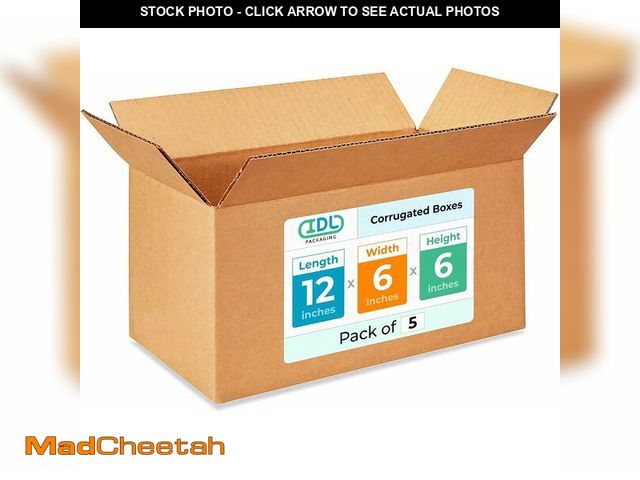 Lot 74-13382352 - IDL Packaging - B-1266-5 Small Corrugated Shipping Boxes 12"L x 6"W x 6"H (Pack of 5) - Excellent Ch...