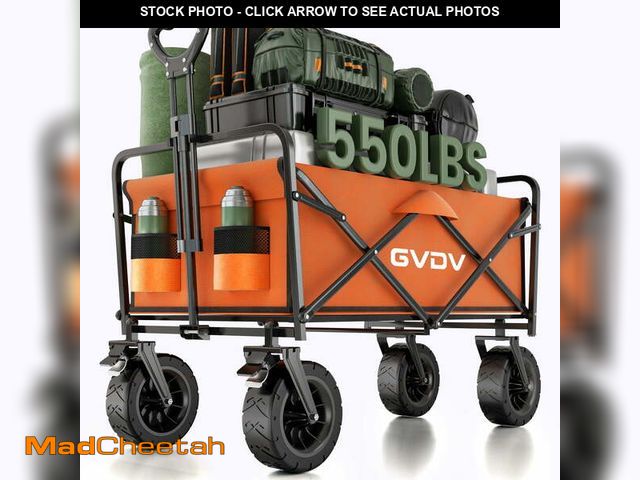 Lot 74-12549345 - GVDV Collapsible Folding Wagon, 550LBS Large Heavy Duty Utility Cart with All-Terrain Wheels and Adj...