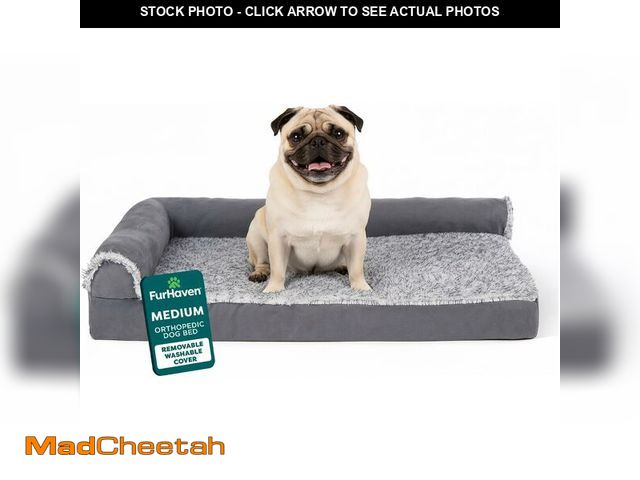 Lot 74-13733740 - FurHaven Orthopedic Dog Bed for Medium Dogs, L-Shaped Chaise Mattress with Orthopedic Egg Crate &amp...