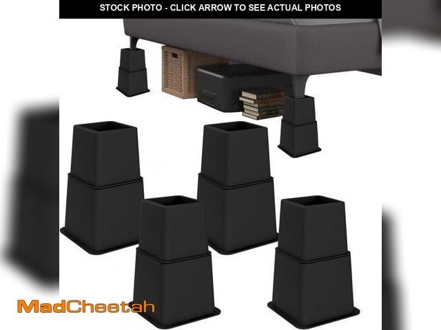 Lot 74-12325408 - Demiwise Heavy Duty Bed Risers - Set of 4 Adjustable Furniture Risers, Elevation Heights of 3, 5 &am...