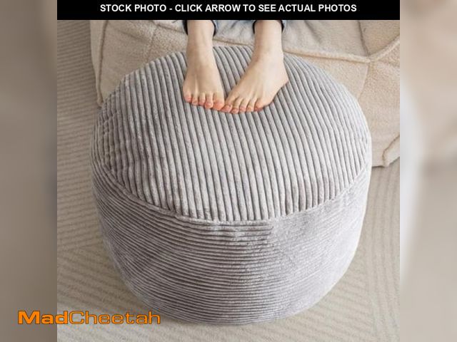 Lot 74-12420745 - BYBYME Round Pouf Ottoman a Modern Foam Stuffed Poof Perfect to Rest Your Feet 20X15 Corduroy Soft P...