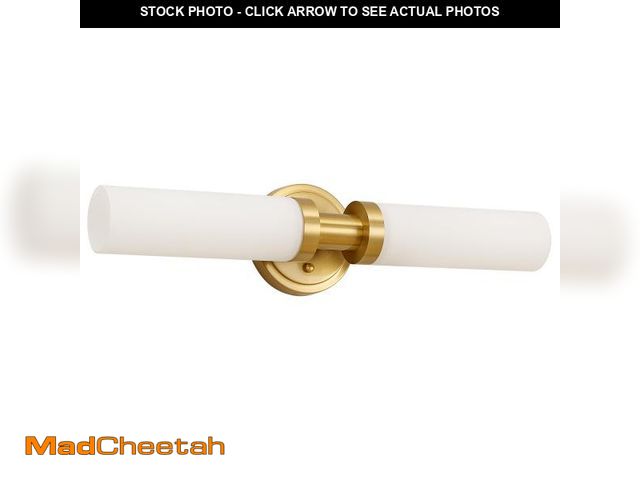 Lot 74-11556305 - SANTOSTOCK Gold Bathroom Light Fixtures Modern Vanity Lights W/White Glass Shade, 2-Light Sconces Wa...