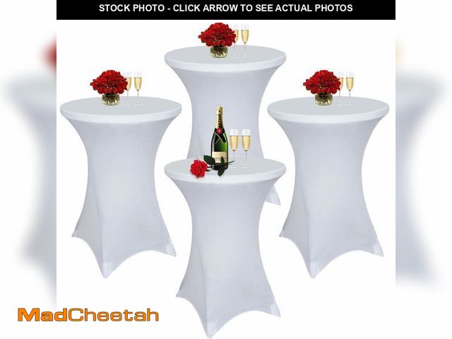 Lot 74-14472824 - Albassa 4 Pack Cocktail Table Covers 32"x43" Spandex Stretch Highboy Top Tablecloth Fitted Round Tab...