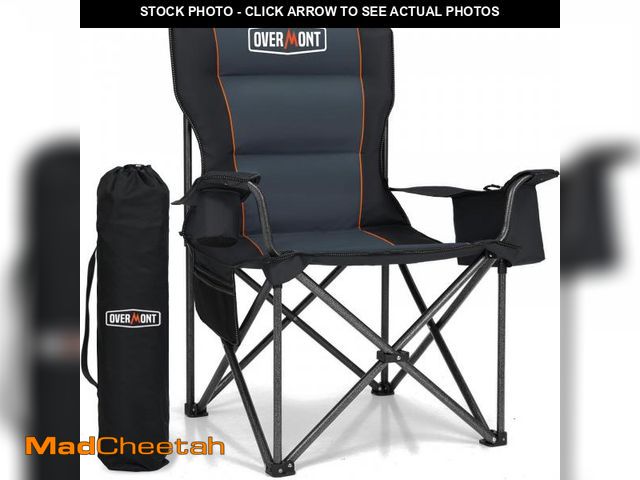 Lot 74-12095411 - Overmont Oversized Folding Camping Chair - 450lbs Support with Padded Cushion Cooler Pockets - Heavy...