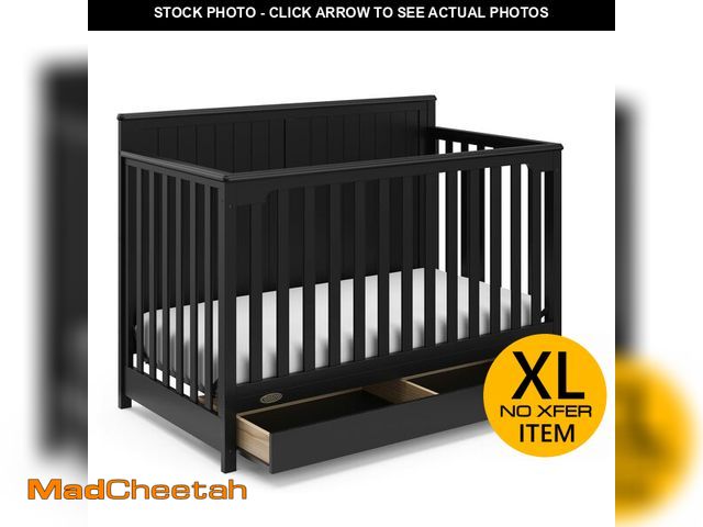 Lot 74-12631231 - Graco Hadley 5-in-1 Convertible Crib with Drawer (Black) Ã¢â¬â Combo, Includes Full-Size Nursery ...