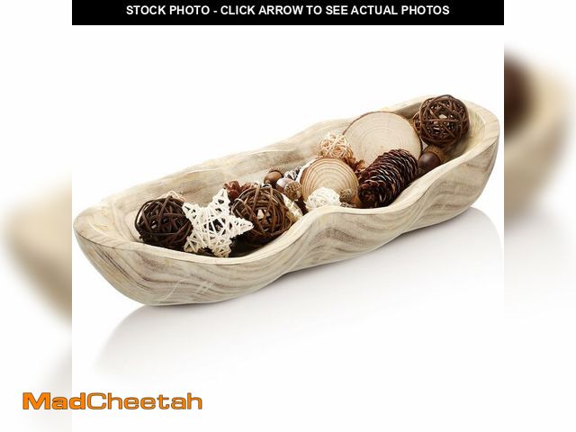 Lot 74-13572789 - Nuogo 1 Pack 16 Inch Wavy Live Edge Dough Bowl Large Size Wood Rustic Dough Bowl Decorative for DIY ...