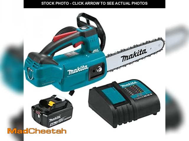 Lot 74-12352898 - Makita XCU06SM1 Lithium-Ion Brushless Cordless (4.0Ah) 18V LXT 10" Top Handle Chain Saw Kit, Teal - ...