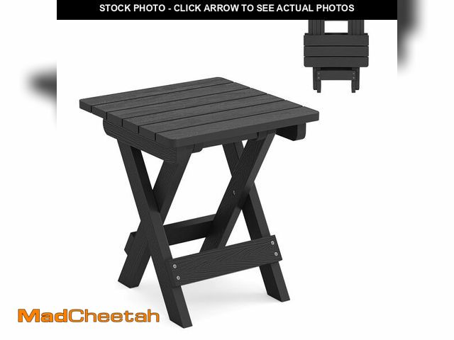 Lot 74-14269668 - LUE BONA Small Outdoor Folding Side Table, HDPS Outside End Table for Patio, Porch, Deck, Pool, 14 I...