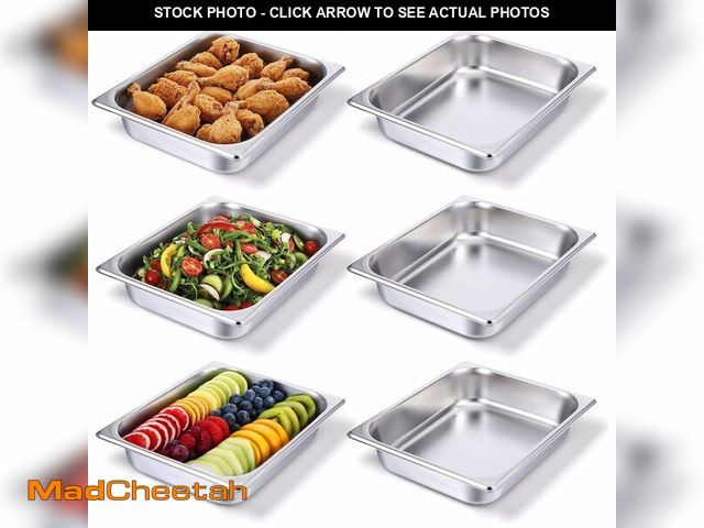 Lot 74-14209787 - IANFAN 6 Pack Half Size Hotel Pans,1/2 Size 2.5 Inch Deep Stainless Steel Steam Table Pans Half Pans...
