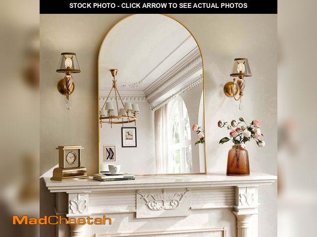 Lot 74-14070765 - YVANLA 36"x24" Arched Bathroom Mirror Wall Mounted Mirror with Aluminum Alloy Frame, Gold - UNUSED