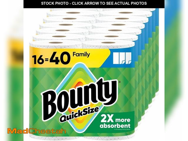 Lot 74-13835579 - Bounty Paper Towels Quick Size, White, 16 Family Rolls = 40 Regular Rolls - UNUSED