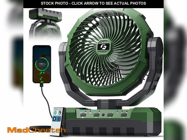 Lot 74-14147521 - FRIZCOL 3-in-1 Camping Fan - Portable Fans Rechargeable - 24000mAh Battery Powered Fan with Light &a...