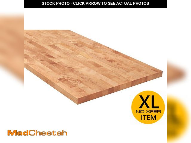Lot 74-14590703 - HARDWOOD REFLECTIONS 4 ft. L x 25 in. D Unfinished Birch Solid Wood Butcher Block Countertop with Ea...