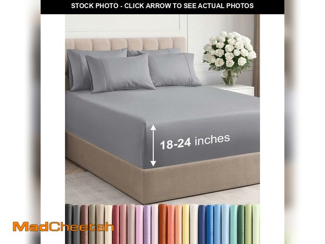 Lot 74-13960210 - Extra Deep Queen Sheet Set - 6 Piece Breathable and Cooling Sheets - Hotel Luxury Bedding for Women,...