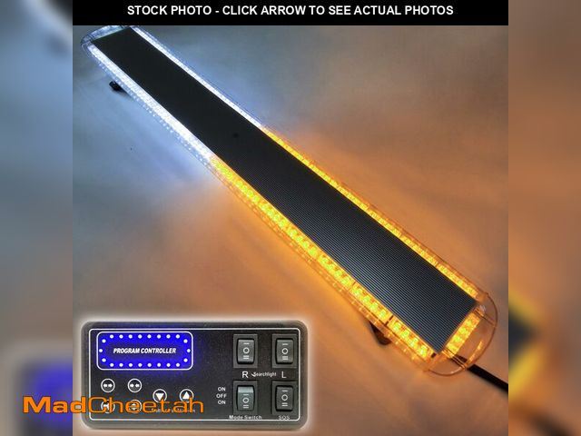 Lot 74-13734104 - 63 Inch 120 LED Amber-White Rooftop Emergency Warning Light bar 26 Strobe Patterns Vehicles Security...