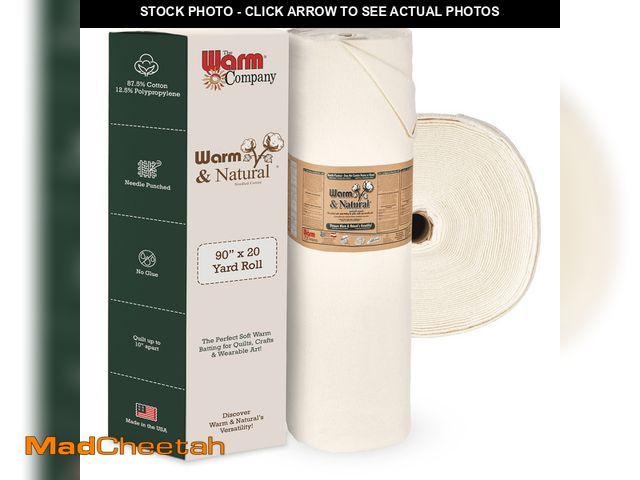 Lot 74-13780813 - Warm &amp; Natural Cotton Batting 90" x 20 Yard Bolt, Off-White - UNUSED