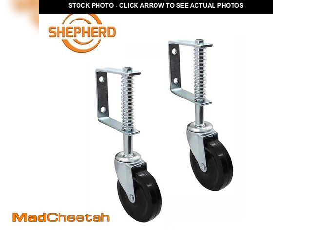 Lot 74-12691810 - Shepherd 4 in. Black Hard Rubber and Steel Swivel Gate Caster with Adjustable Spring Bracket and 125...