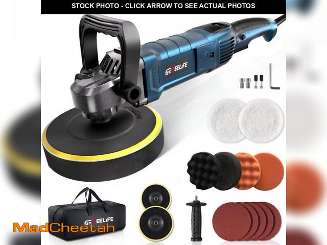 Lot 74-12115094 - GEVEELIFE Buffer Polisher, 6 Inch/7 Inch 1600W Rotary Car Buffer Polisher Waxer, 7 Variable Speed 10...