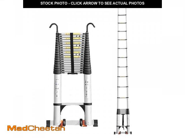 Lot 74-12161145 - JADDUO Telescoping Ladder,27.9 FT Extension Ladder,Aluminum Lightweight Telescopic Ladder with 2 Tri...