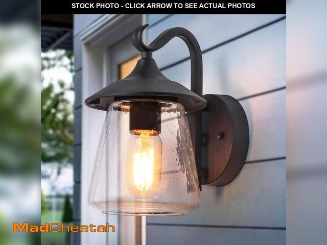 Lot 74-14410852 - (MISSING HARDWARE)LNC Modern Frosted Black Porch Outdoor Wall Sconce 1-Light Classic Exterior Lanter...