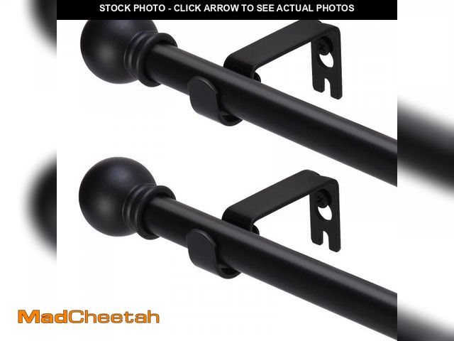 Lot 74-12436800 - GXOACKJ 2 Pack Black Curtain Rods for windows 32 to 62 inch, 5/8 inch Splicing Heavy Duty Metal Curt...