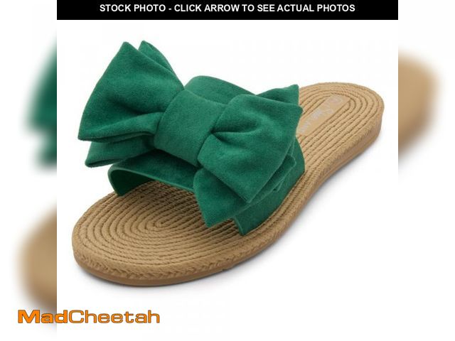 Lot 74-12120842 - Shoe Land SL-Nylah Womens Flat Sandals Fashion Knot Bow Slides Open Toe Dressy Sandal Slip on Slippe...