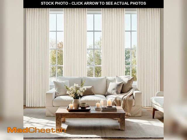 Lot 74-13627823 - MIULEE Pinch Pleated Thick Linen Curtains 90 Inches 4 Panels Set Ivory Cream Back Tab Memory Trained...