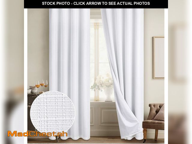 Lot 74-14046895 - Diraysid 100% Blackout Curtains White Linen Curtains for Bedroom Grommet Thermal Insulated Room Dark...