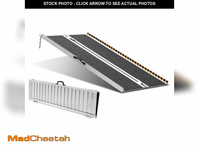 Lot 74-12556372 - VEVOR Portable Wheelchair Ramp, 4 ft 800 lbs Capacity, Non-Slip Aluminum Folding Threshold Ramp, Fol...