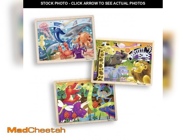 Lot 74-11553472 - Melissa &amp; Doug 3-Puzzle Jigsaw Set - Dinosaurs, Ocean, and Safari - USED