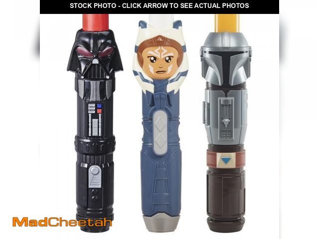 Lot 74-12121298 - STAR WARS Lightsaber Squad 3-Pack, The Mandalorian, Ahsoka, and Darth Vader Lightsabers, Toys for 4 ...