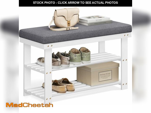 Lot 74-14068379 - SONGMICS Bamboo Shoe Bench, 3-Tier Shoe Rack Organizer for Entryway, Living Room, Bench Seat Holds U...