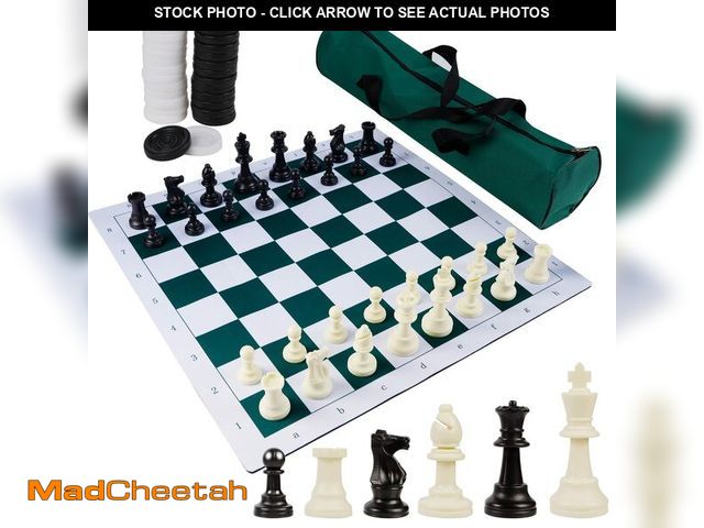 Lot 74-12713509 - Juegoal 20" Portable Chess &amp; Checkers Set, 2 in 1 Travel Board Games for Kids and Adults, Foldin...